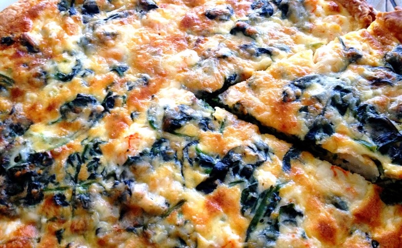 Quiche de espinacas y gambas