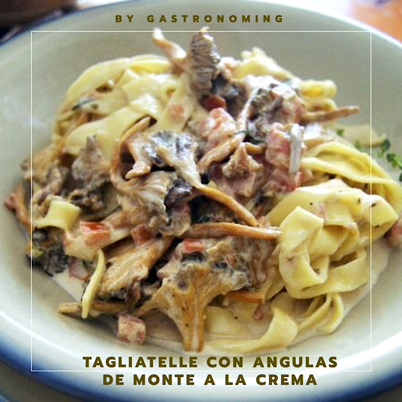 Tagliatelle con angulas de monte a la crema