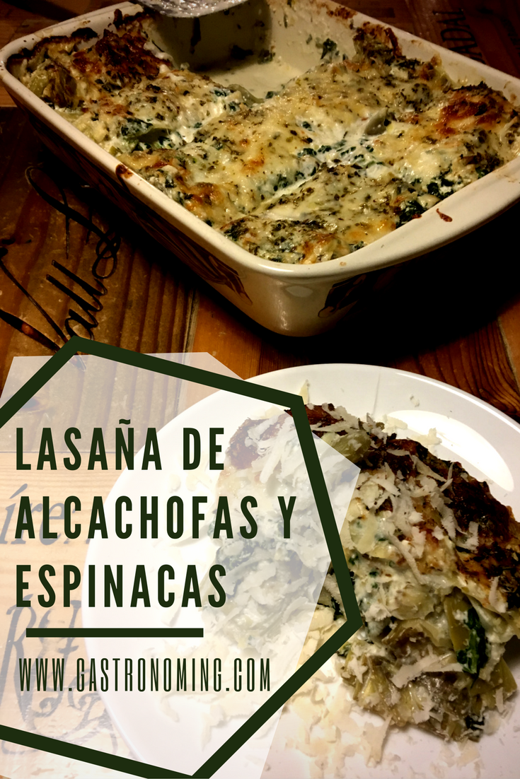 Lasaña de alcachofas y espinacas