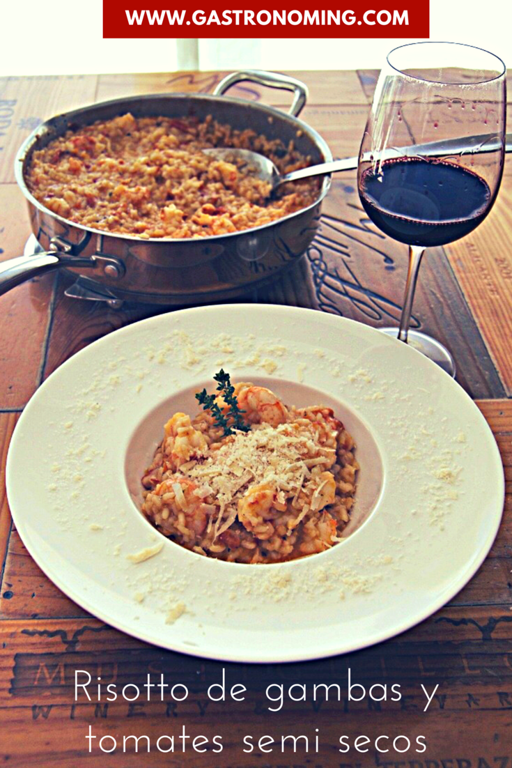 Risotto de gambas y tomates semi secos