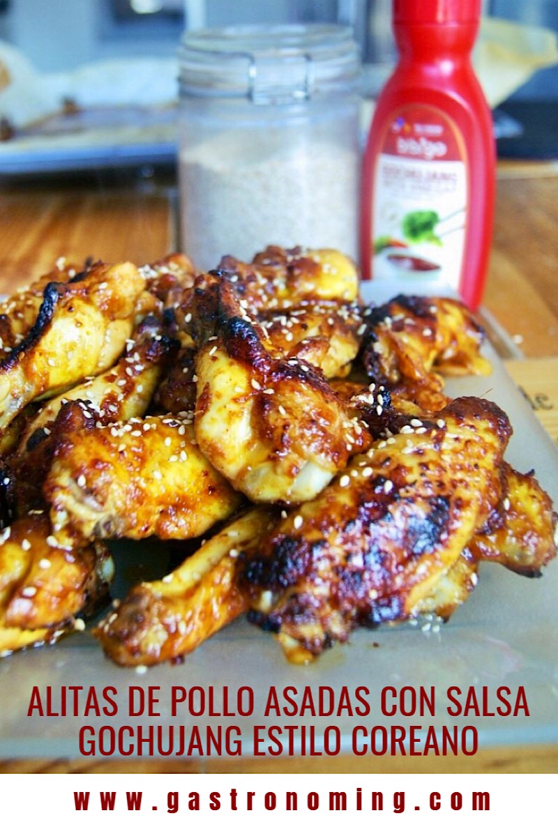 Alitas de pollo asadas con salsa Gochujang estilo coreano