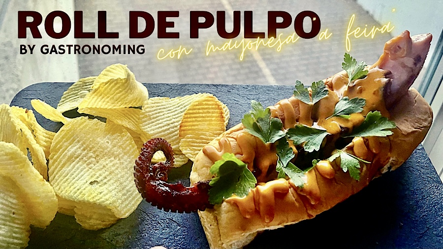 Roll de pulpo con «mayonesa a feira»
