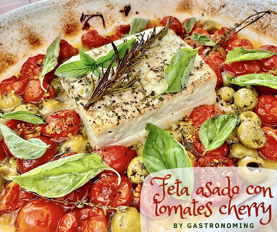 Feta asado con tomates cherry, todo el Mediterráneo en tu boca