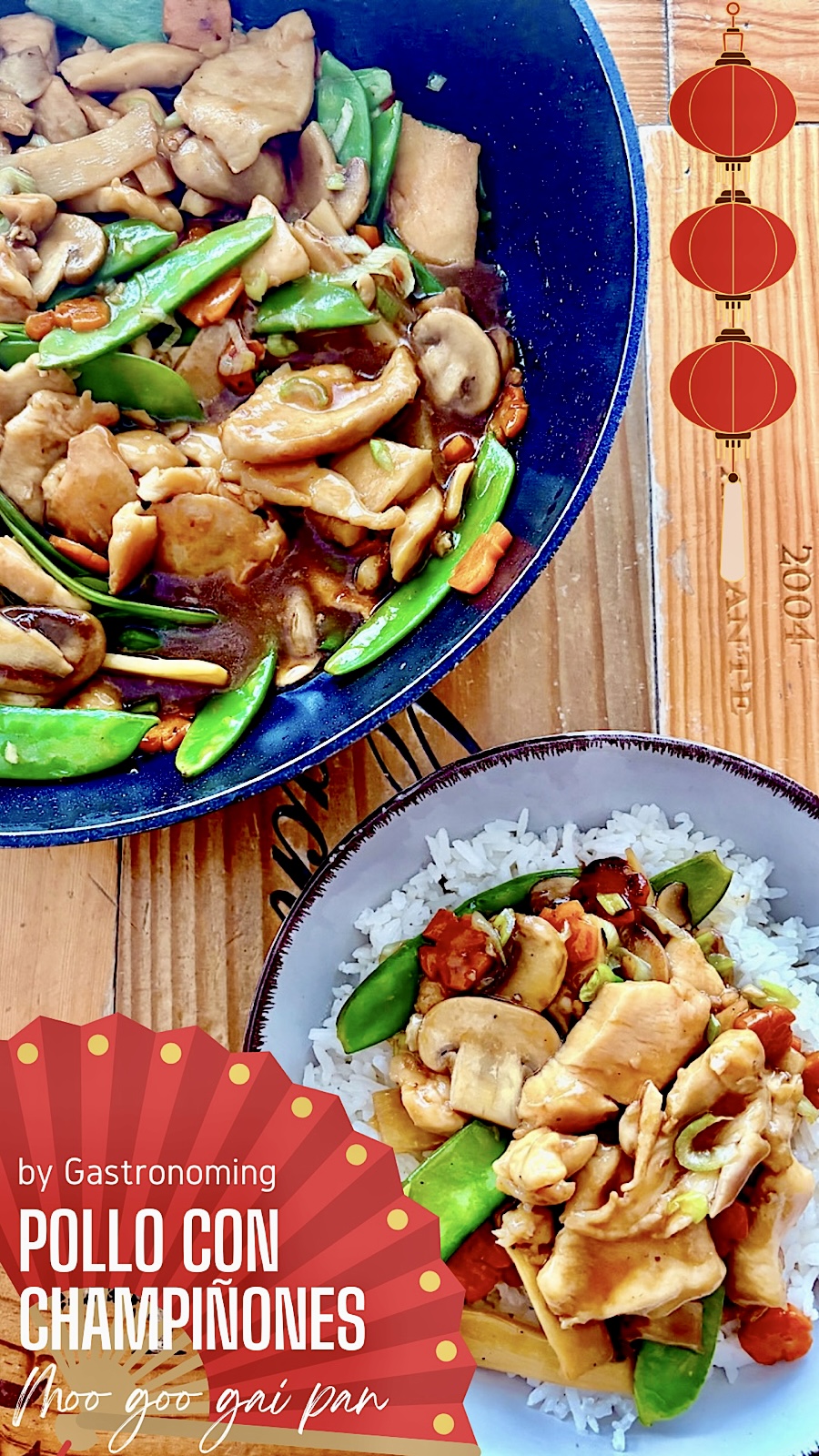 Pollo con champiñones y salsa de ostras (Moo goo gai pan) El más popular de China!