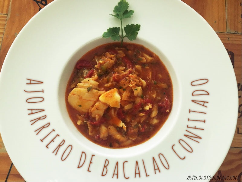 Ajoarriero de bacalao confitado