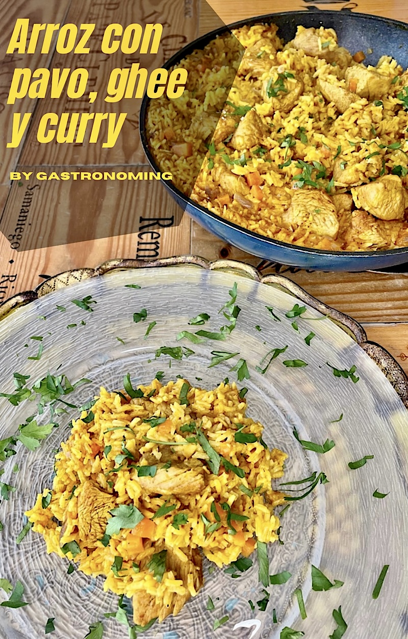 Arroz con pavo, ghee y curry